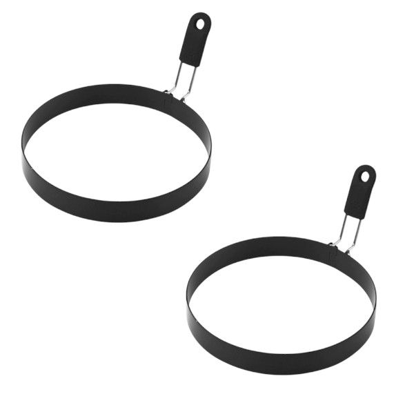 2-Pack Stainless Steel Omelette Ring - Black - 15cm