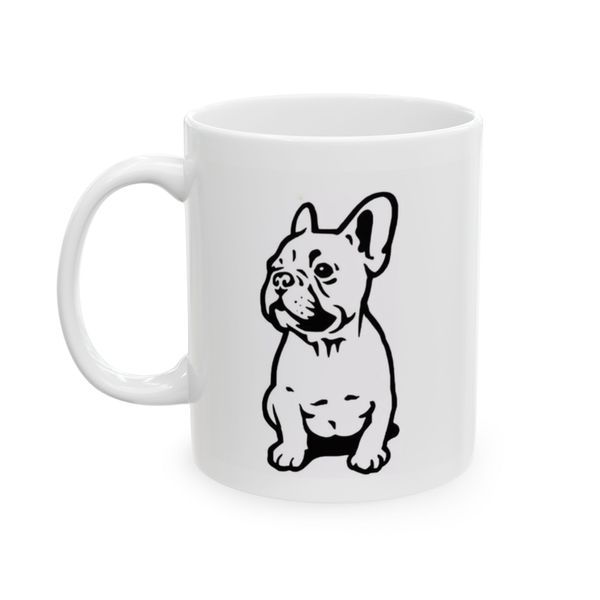 French Bulldog Coffee Mug - Side View Puppy Line Drawing