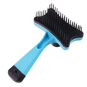 Portable Pet Self-Cleaning Grooming Brush - Blue
