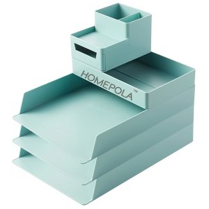 HOMEPOLA Stackable Stationery Organizer Desktop File Tray, 5Modular design