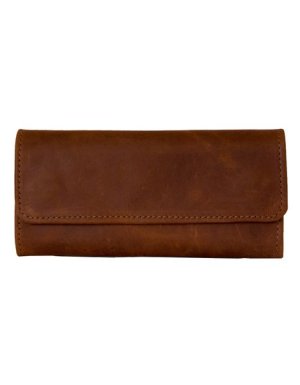 Luvsa LS-MS081B Full Grain Genuine Leather African Floral Interior Long Purse