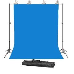 3M X 2M Photography Blue Backdrop Screen &amp; Support Stand