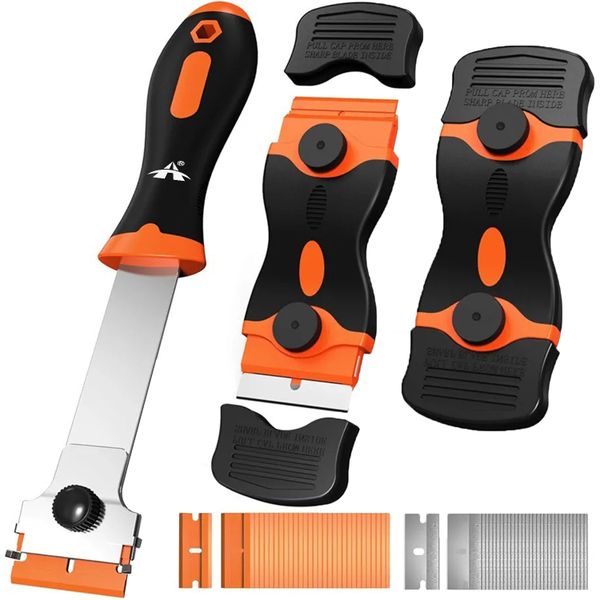 ALANES 3 Pack Razor Blade Scraper Set with 30 Plastic &amp; 30 Metal Blades