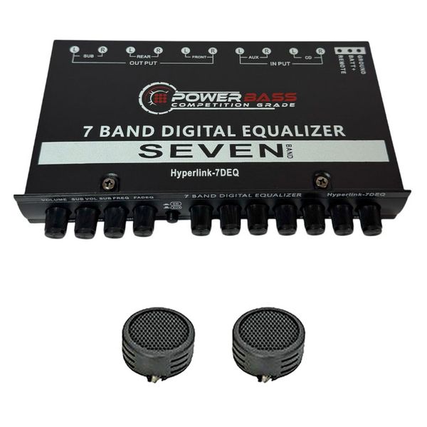 PowerBass Hyperlink-7DEQ 7-Band Digital Equalizer &amp; 500W OMS Tweeters