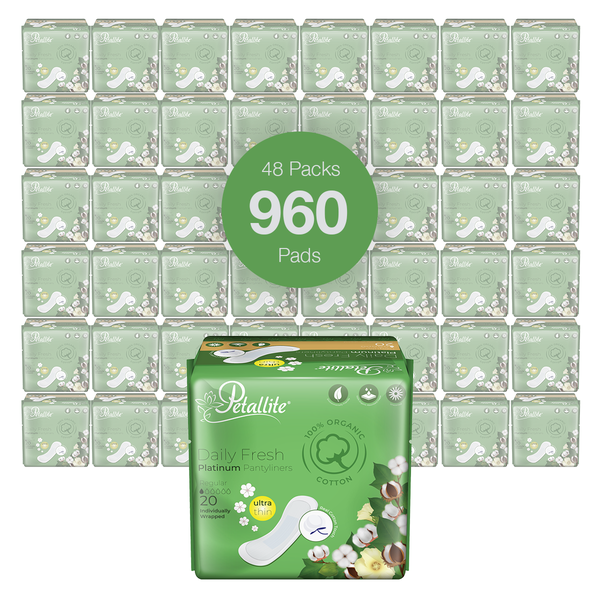 Petallite Organic Daily Fresh Pantyliners (Box of 48 - 960 Pantyliners)