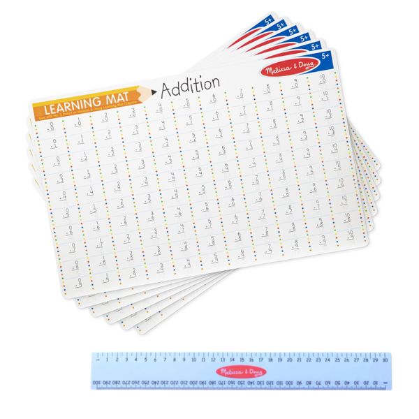 Melissa &amp; Doug Addition Problems Write-A-Mat Bundle of 6 and Ruler