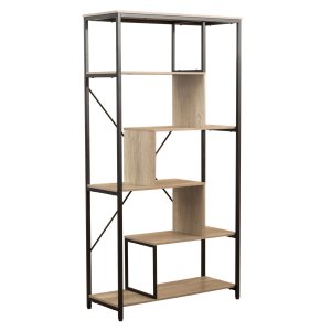 Vector Large Bookshelf with Staggered Shelves, Powder Coated Steel Frame