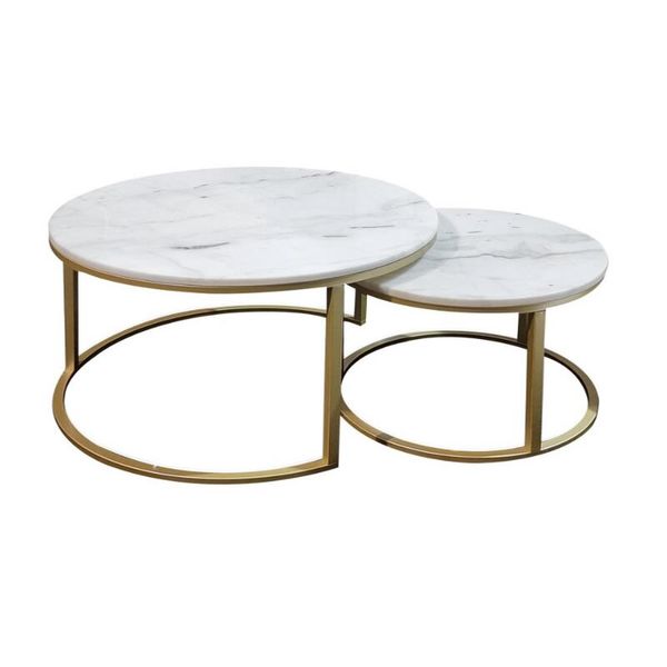 2 Piece Modern Round Nesting Coffee Table Set