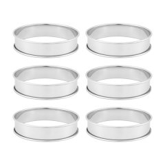 6 Pack 4 Inch Double Rolled English Muffin Rings, Stainless Steel Crumpet