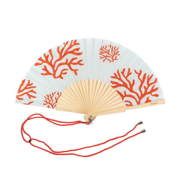 Coral Handheld Fan - Wood &amp; Textile