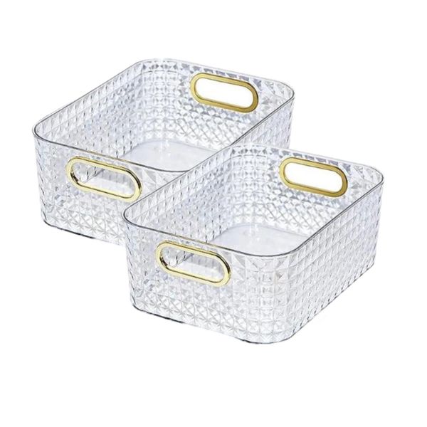 Set of 2 Luxury Minimalist Transparent Household Storage Container - 28CM
