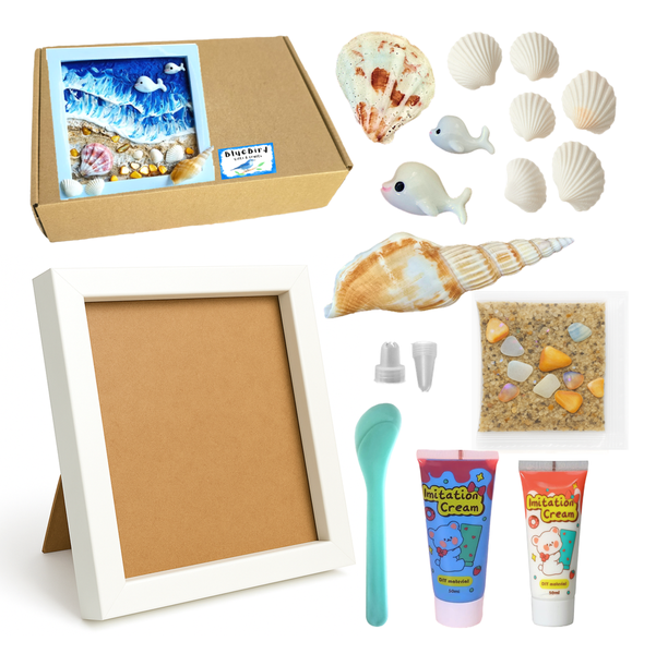 DIY Kids Art Craft Kit - 3D Home Decor Frame Craft Set Sea Whale BlueBird