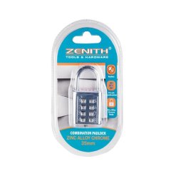 Combination Padlock - Zinc Alloy Chrome - 8 Digits - Silver - 35mm - 5 Pack