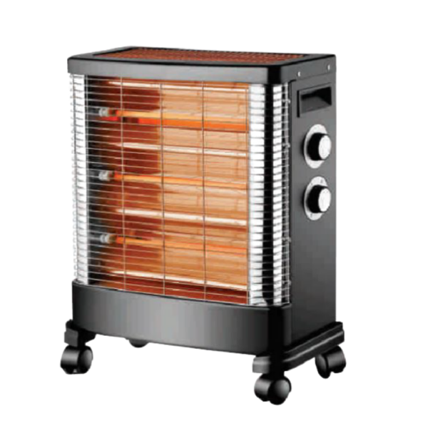 Goldair GQH-1980 2400W Rapid Heating 4 Bar Quartz Heater On Wheels - Black