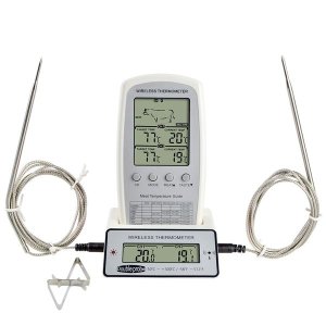 Portable Wireless Digital BBQ Thermometer With Two Probe - Orange