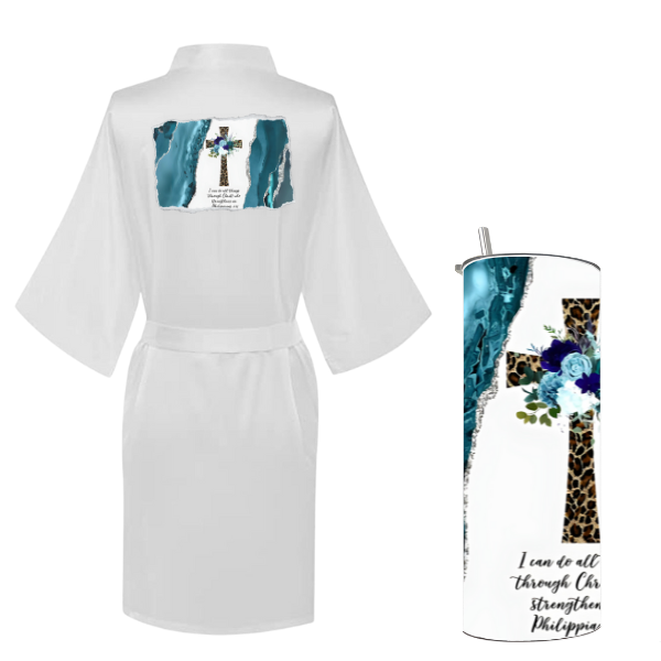 Mom Printed Summer Gown with Tumbler-I can do all things