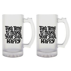 FROSTED GLASS BEER MUG - 2 Piece Set (500ml Each)