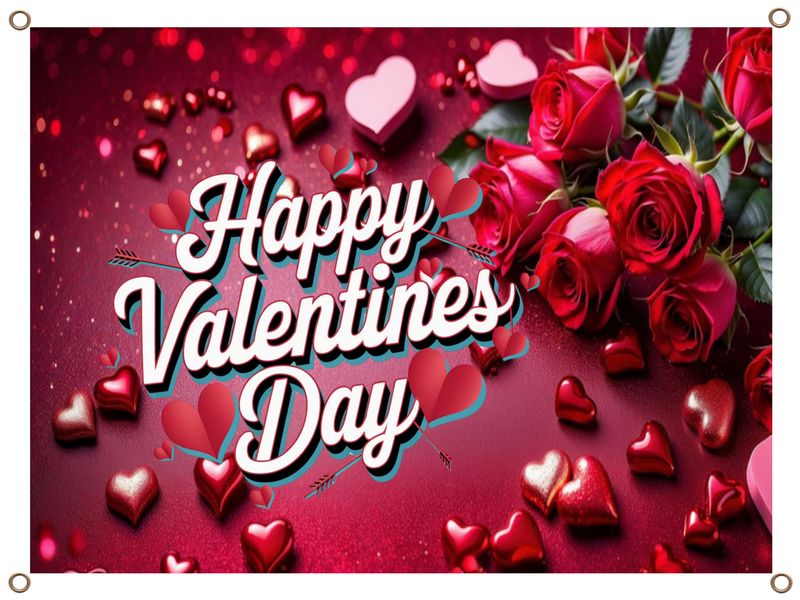 Happy Valentine's Day Banner Canvas - 1.3m x 900mm