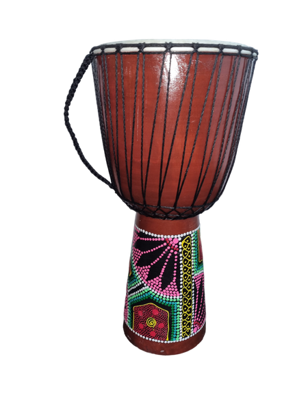 Djembe Drum Hand painted Pink Flower Red Dots 27cm x 60cm
