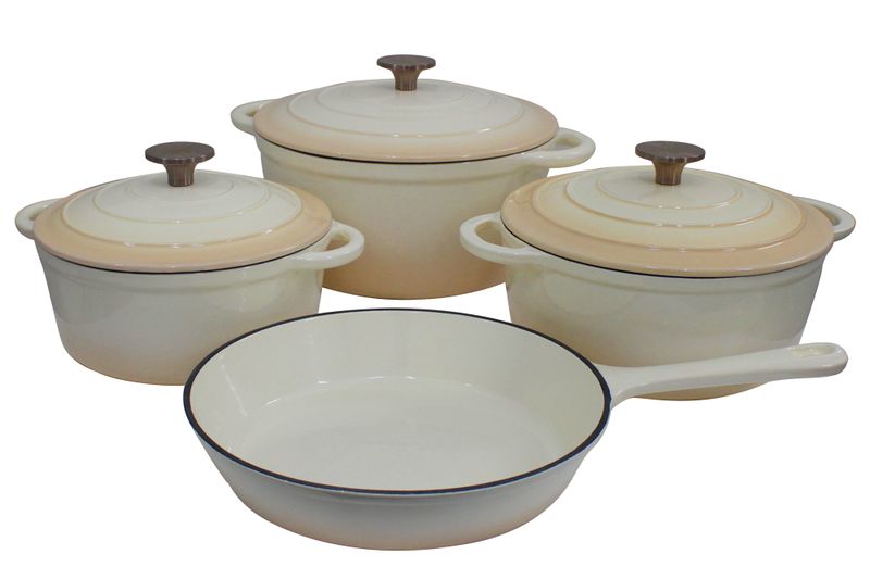 King Cuisine 7 Piece Glazed Cast Iron Dutch Oven Cookware Pot &amp; Pan Set