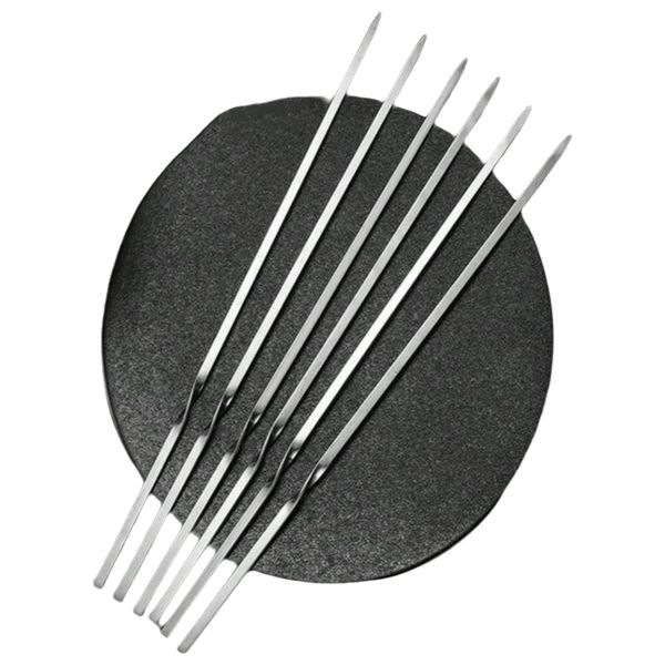 12pcs, Stainless Steel Flat Barbecue Skewer, Needle Stick, Garden Outdoor