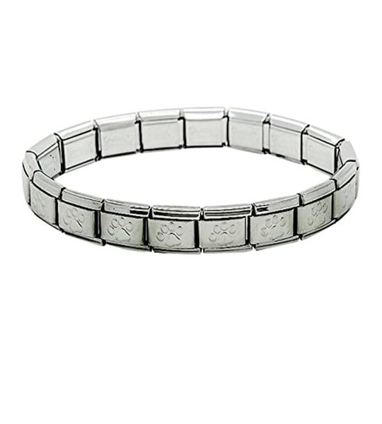CRCS -Stainless Steel 18Link Paw Italian Charm Bracelet-9mm
