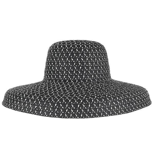 Black Hollow Out Flat Straw Beach Vacation Hat For Women