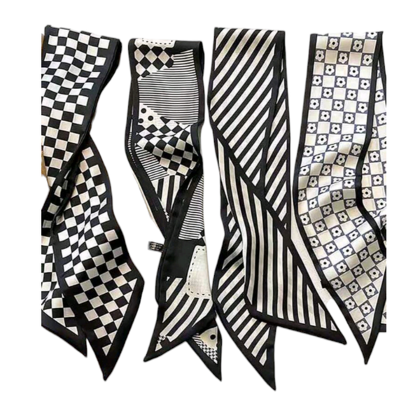 Black and White Hair/Neck Accessory Scarves