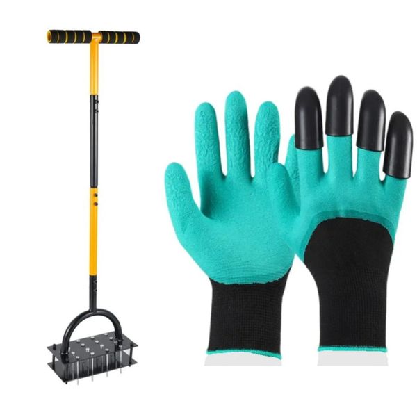 Manual Lawn/Grass Aerator Tool &amp; All-in-One Gardening Tool Set with Spikes