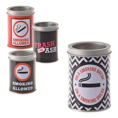Bulk Pack x 4 Ashtray Tin Tub 10X7.5cm Designs.