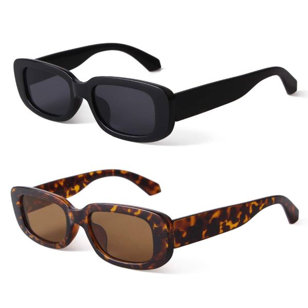 Rectangle Sunglasses for Women Vintage Fashion Trendy with UV Protection