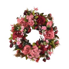 Silk Flower Peony Head Flower Wreath 40cm Handmade Garland for Autumn