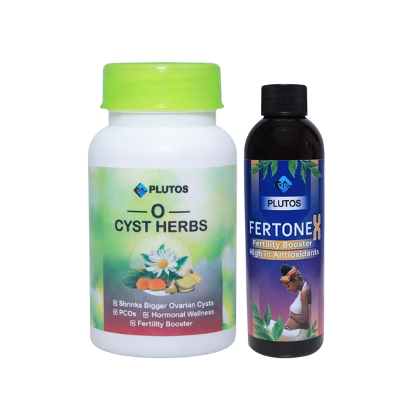 Plutos O Cyst Herbs 60 Caps + Fertonex 100ml Ovarian Cysts Fertility Bundle