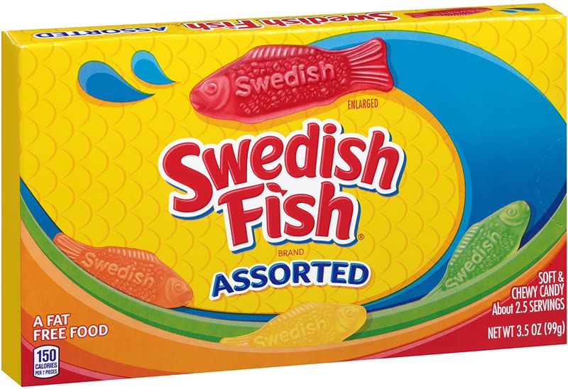 Swedish Fish Assorted Soft &amp; Chewy Candy Sweets Snack Theater Box - Pack 2