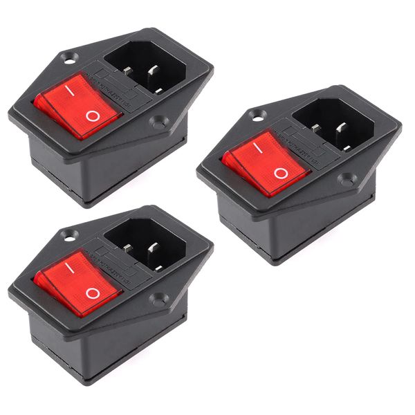 3Pcs AC-14-F16A Switch Power Socket, Three in One Adapter Connector