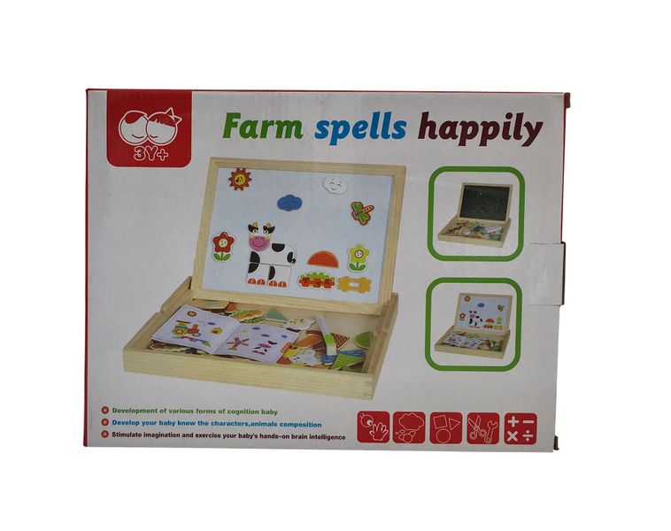 Cottonbox Magnetic Wooden Puzzle- Farm Spells Happily