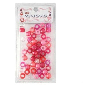 Joy - 60 Piece Large Hair Beads - Hot Pink Assorted Mix - 4-Pack