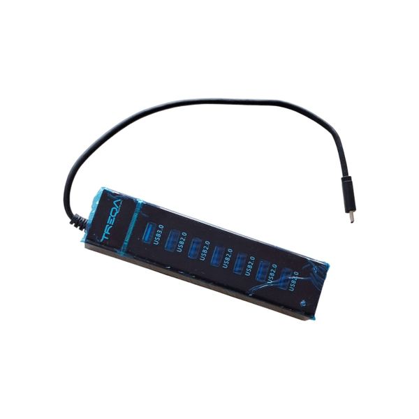 Black USB-16 Type-C 7-Port USB Hub with LED Indicator