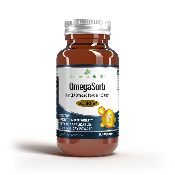 OmegaSorb| Omega-3 Powder - 60 Caps | No Fishy Aftertaste, No Fishy Burps