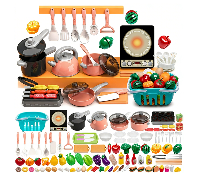 102pcs Toddler Play Kitchen Set Kids Cooking Cutting Pretend Play Toy
