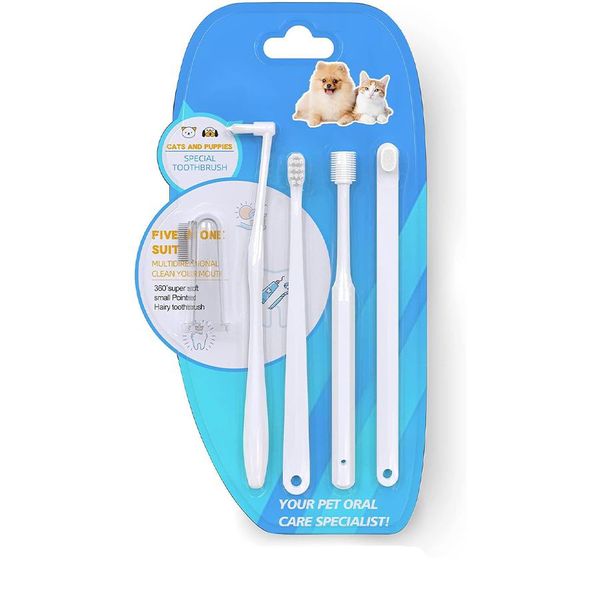 Assorted Colors 5 Different Dental Dog/Cat Toothbrushes Set With ReVibe Pen