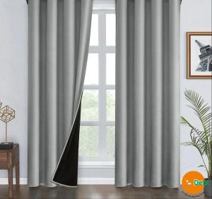 DOT Readymade 100% Silky Blackout Curtain Taped-Grey