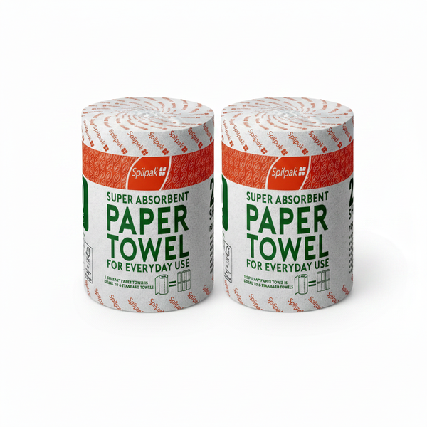 2-Ply Spilpak Paper Towels, 70m Roll for Effective Cleaning - 2 Pack