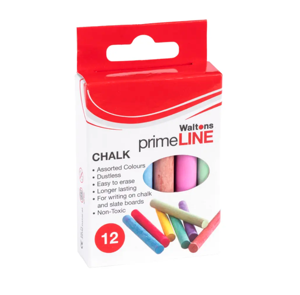 Primeline - Chalk Assorted Colours Pack of 12 x 7