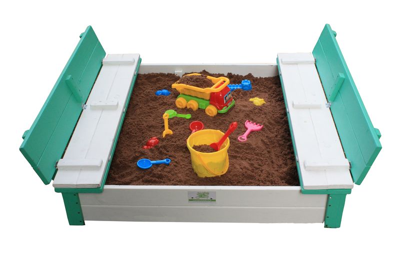 Just for Kids The Original 4 Seater Folding Bench Sandpit Light Green Finish - JFK0006