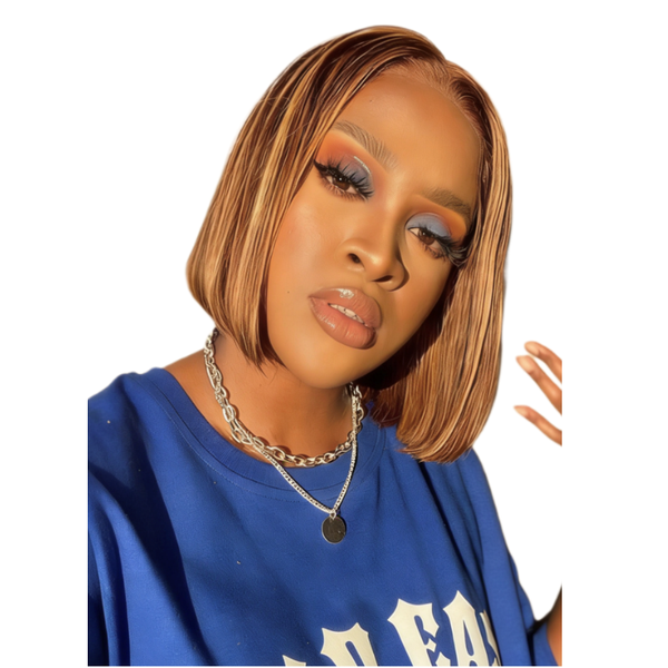 Black In P427 Color 8 inch Straight Wig Free Parts 13x4 Glueless Peruvian