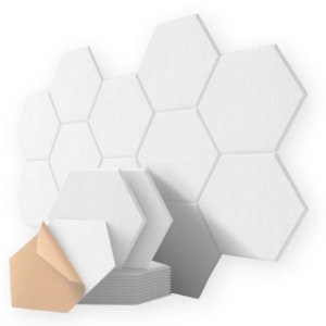 Acoustic Panels Echo-Less Hexagon Polyester Fibre+ White (Pack of 12)