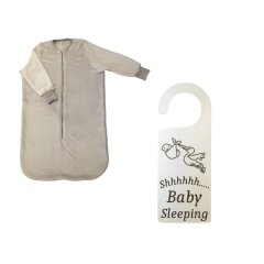 Mongolian Fleece Baby Sleeping Bag -Grey - 'Shh Baby Sleeping' Board