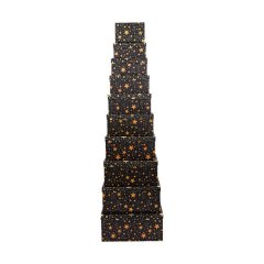 10 Set Black Gift Boxes With Gold Stars
