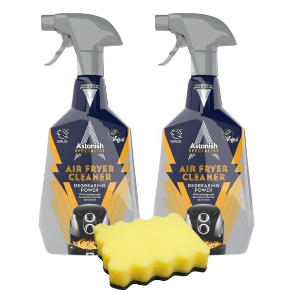 Air Fryer Cleaner 2-Pack with Scourer | Heavy-Duty Degreaser | Astonish